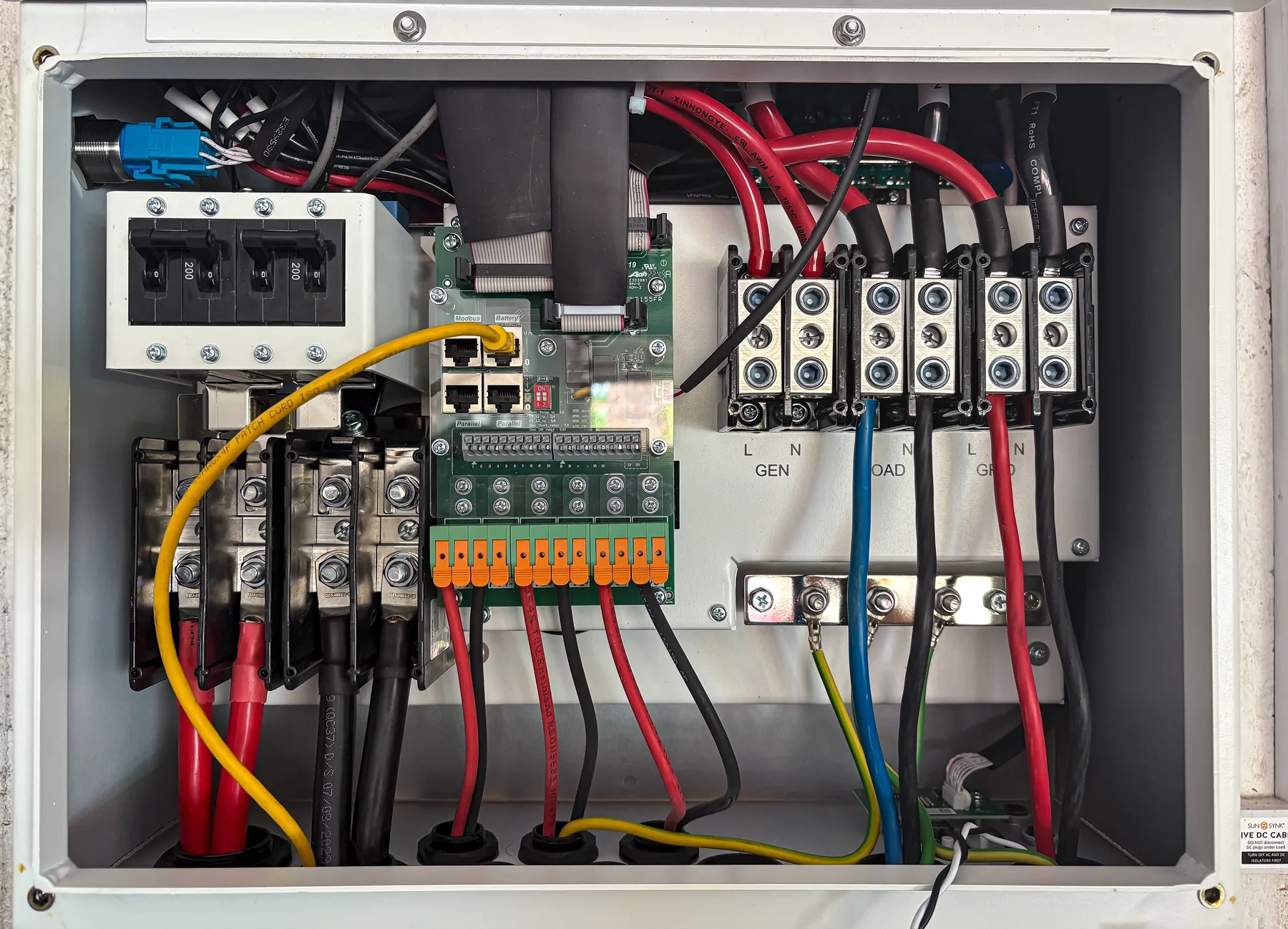 Electrical control panel and power connections