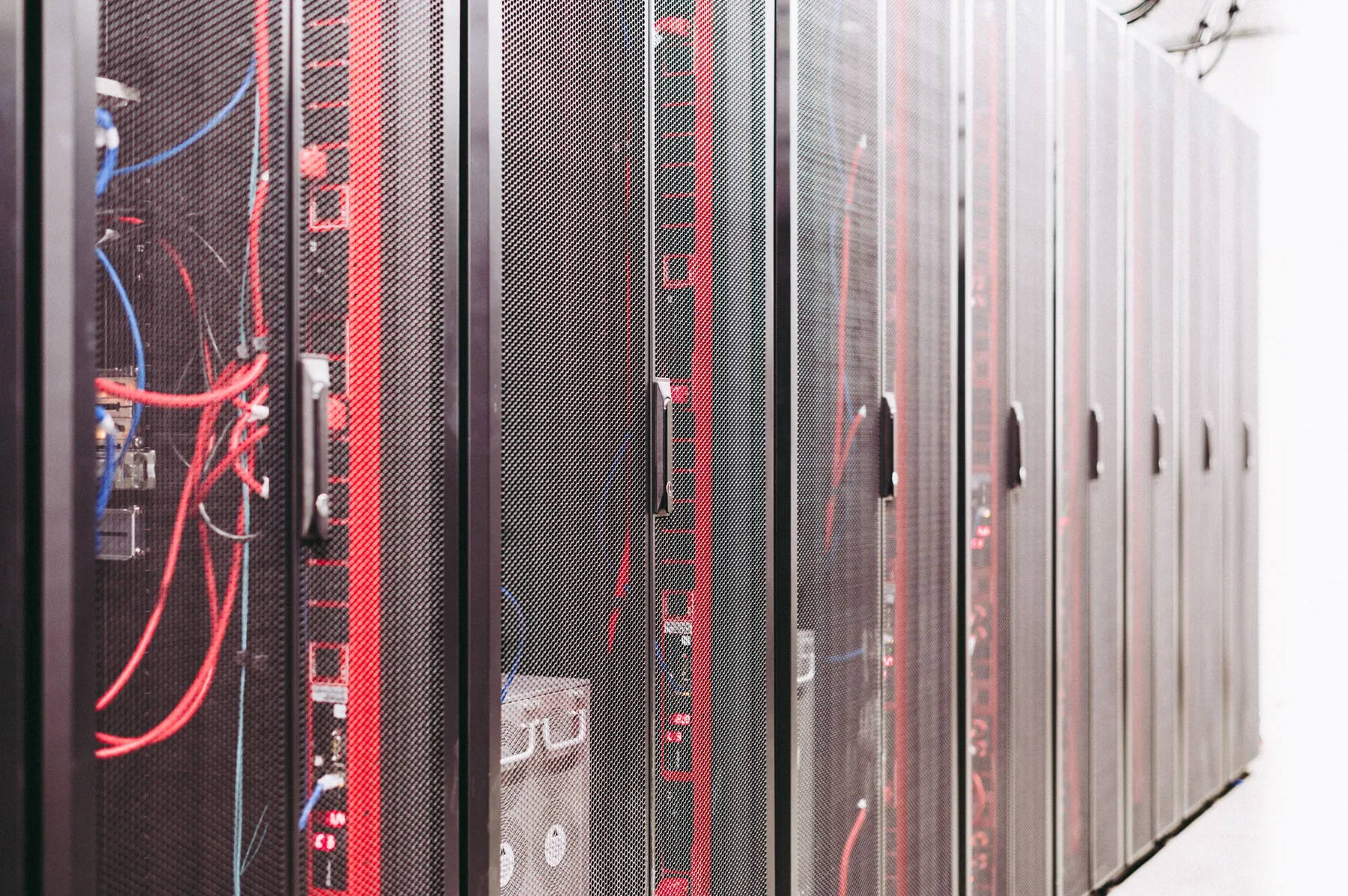 Rows of data centre server racks
